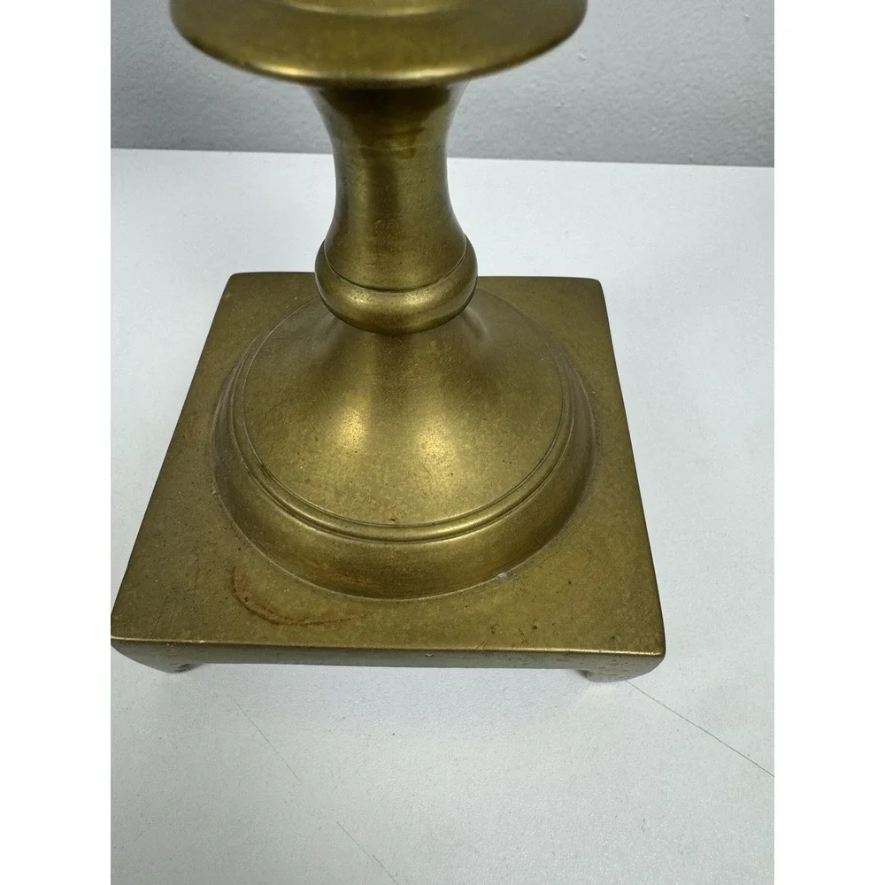 Vtg Mid Century Brass Candlesticks Pair 9.5